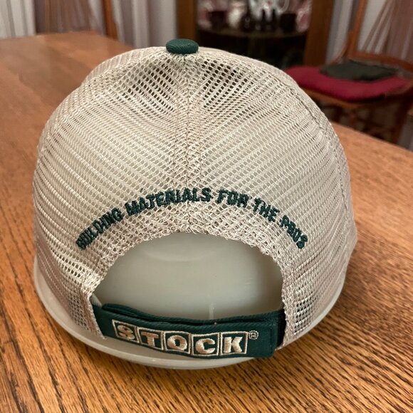 Men's Stock Building Supply Green/Tan Hook and Loop Mesh Back Trucker Hat Cap* - Picture 7 of 12